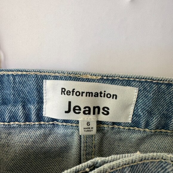 NWT Reformation Ami Denim Top Cropped Jean Blue Size 6 - Picture 7 of 11